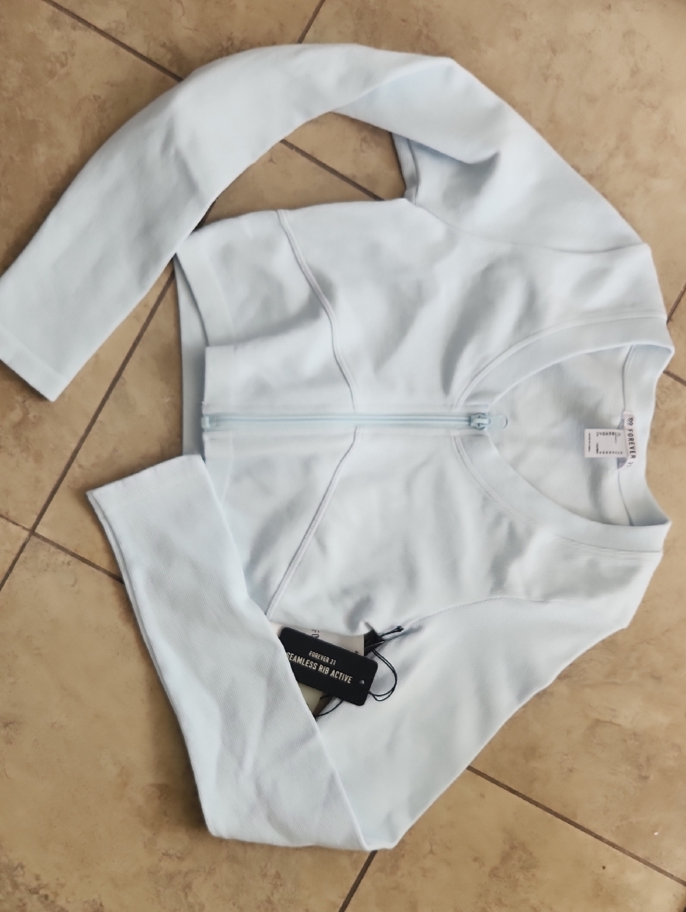Forever 21 Light Blue Zip-Up Women's cropped